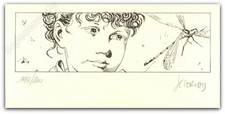 Ex-libris Jean-Claude Servais Lova Libellule 200ex signé 10,1x20,4 cm