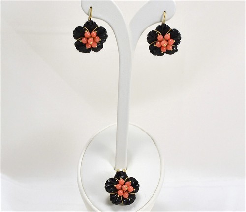 Parure jaune kt fleurs - or,