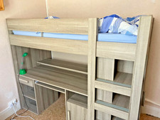 Lit mezzanine GAUTIER fabriqué en FRANCE, modèle MONTANA, Coloris chêne GRIS. 