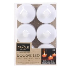 Lot de 6 Bougies à LED Chauffe Plat 3,5 cm Diamètre x 3,8 cm Piles incluses