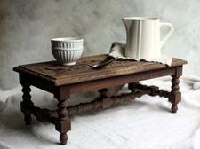 Antique Carved Wooden Bench Low Stool French Folk Art Wooden Bench Farmhouse