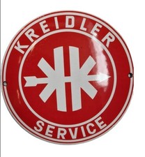 KREIDLER SERVICE (ROUND).  PORCELAIN EMAILLE / ENAMEL SHIELD, SIGN, PLATE RETRO!