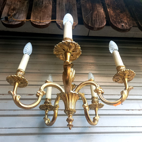 Ancien lustre bronze doré - , de