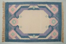 Tapis suédois tissé à la main en pure laine. Rölakan technique. Mid-20th C.