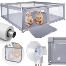 Malplay parc pour bébé Aire de jeux KIVO intérieure Piscine 180*200cm Gris 