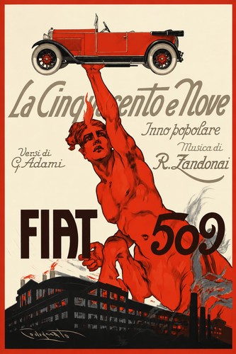 Fiat 509 vintage poster - ad,
