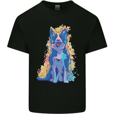 A Colourful Border Collie Dog Mens Light Cotton T-Shirt
