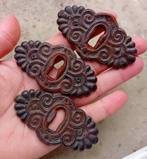 3 Anciennes Entrées de Clé serrure de coffre, meuble en cuir  N75