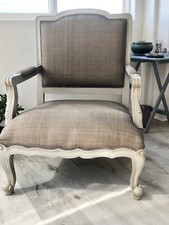 Large Gray Carved French Fauteuil Armchair Good Condition From Europe