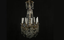 Lustre à pampilles Cristal, bronze XIXe /19th century crystal bronze chandelier