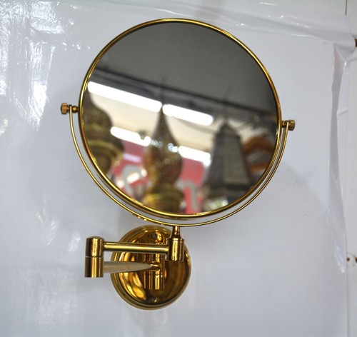 Miroir rond mural doré