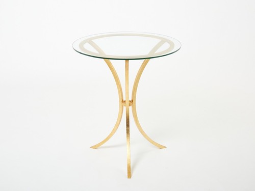 Guéridon fer doré - , verre