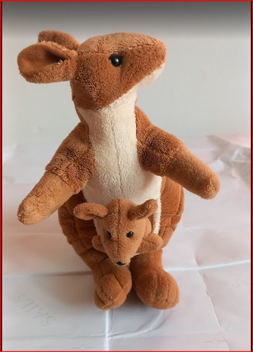 Peluche kangourou avec bébé - peluche,