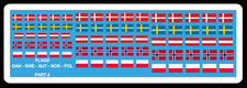 Décalcomanie Decals Flags DA SW AU NW POL  1/43 1/32 1/24 1/18 Water slide decal