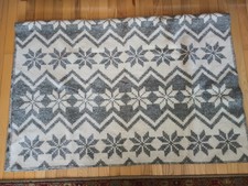 KLIPPAN OF SWEDEN WOOL  THROW BLANKET GREY SNOWFLAKES/NORDIC STARS