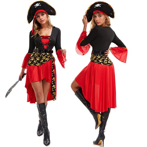 Femme costumes pirate rouge - pirate,