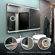 Miroir LED MEDIOLAN | 3 couleurs de Cadre | Miroir Cosmétique | Interrupteur