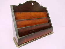 Vintage Bureau Teck Papeterie Armoire Lettre Enveloppe Papier Rack Boîte " F1