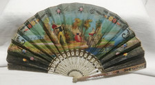 Double Leaf Fan, 2 Soft Size Engravings Enhanced with Gouache. 1830.