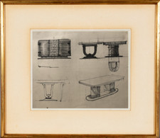 ORIGINAL 1930s DLG DECORATOR FURNITURE DRAWING BY JULES LELEU (1)