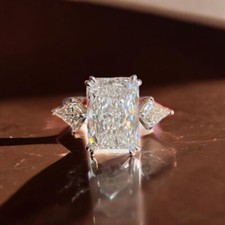 Bague diamant 4,50 carats or blanc 14 carats certifié IGI Lab grown radiant cut