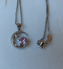 Collier Pendentif Astre Lune et Etoile Zircon Rose + Chaine - Bijoux des Lys