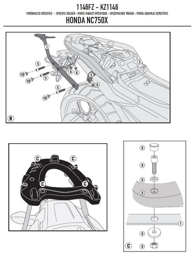 1146fz givi support arrière - 1146fz,