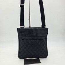 GUCCI Sacoche GG Canvas Leather Shoulder Bag Black Women Authentic From Japan