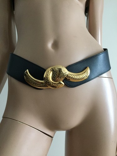 Ceinture vintage cuir noir - ceinture,
