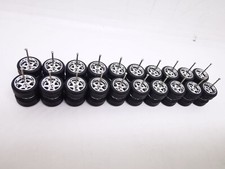 10 set 12mm CHROME Samed Wheels 6 spoke 1:64 rubber wheels #169