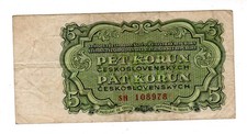 CZECHOSLOVAKIA Billet 5 KORUN