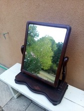 MIROIR COIFFEUSE 67 x 60cm pivotant sur socle bois et placage d'acajou XXème TBE