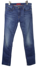 HUGO BOSS 708 Hommes Jeans W32/L34 Moustaches Délavé Droit Ajusté Zip Fly Bleu