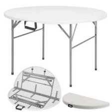 Table Ronde Shiga Blanche De Jardin | Pliable Avec Poignée | 120 Cm