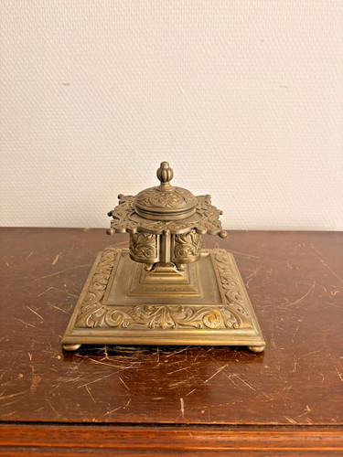 Ancien encrier bureau - encrier, laiton