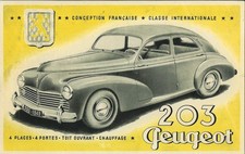 Catalogue prospekt brochure Peugeot 203 1949 FR - Version 1 - France - 4 pages