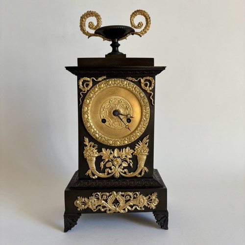 Pendule bronze dore double - dore,