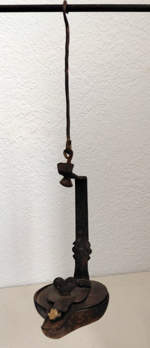 Lampe huile fer forge epoque - huile,