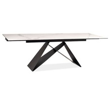 Table à Manger Table de Conférence Westin III 160-240x90x76cm Marbre Blanc Noir