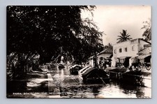 Antique Ceylon Postcard NEGOMBO Canal Padda Boats Waterway Scene