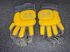 Vintage Castre Motocross Leather Gloves Yellow Adult Size Medium