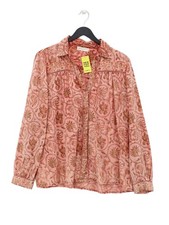 MAISON HOTEL Women's Blouse XL Red 100% Cotton Long Sleeve Collared Basic