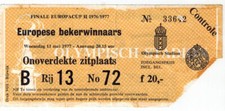 Ticket RSC Anderlecht - HSV Hamburg European Cupfinal 11 may 1977 in Amsterdam.