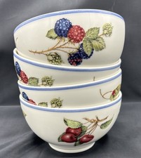Villeroy & Boch Cottage Rice Cereal Coupe Bowls Set /4 Fruit Berries Excellent