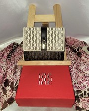 Carolina Herrera CHCH Letter Print Beige/Tan/ Brown Coated Canvas Wallet Snaps