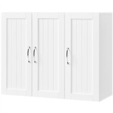 Armoire Toilette Meuble WC Suspendu Bois Armoire Murale Rangement Salle de Bain