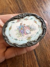 Silver Box & Pill Box Second Title And Antique Painted Porcelain Plate Box