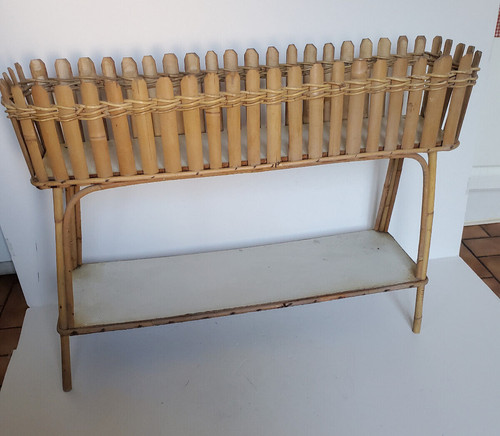 Porte plante vintage rotin - plante,