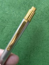 Authentic Cartier Must De Stylo Bille Must Ecorce PA Gold Silver Pencil R7 USA