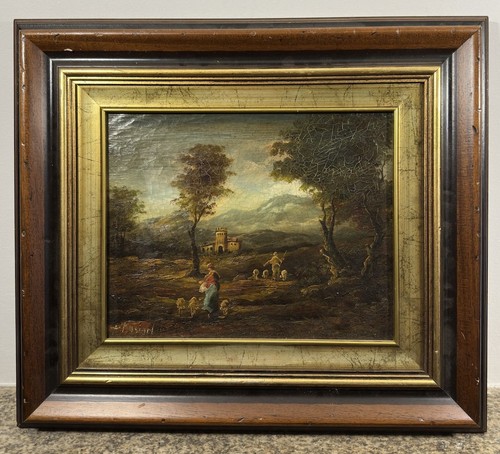 Ancienne huile sur toile - huile,